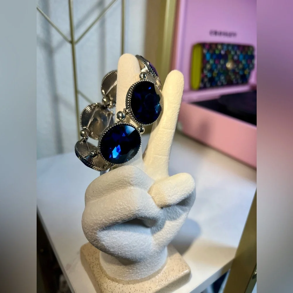 New Blue Rhinestone Stretchy Bracelet